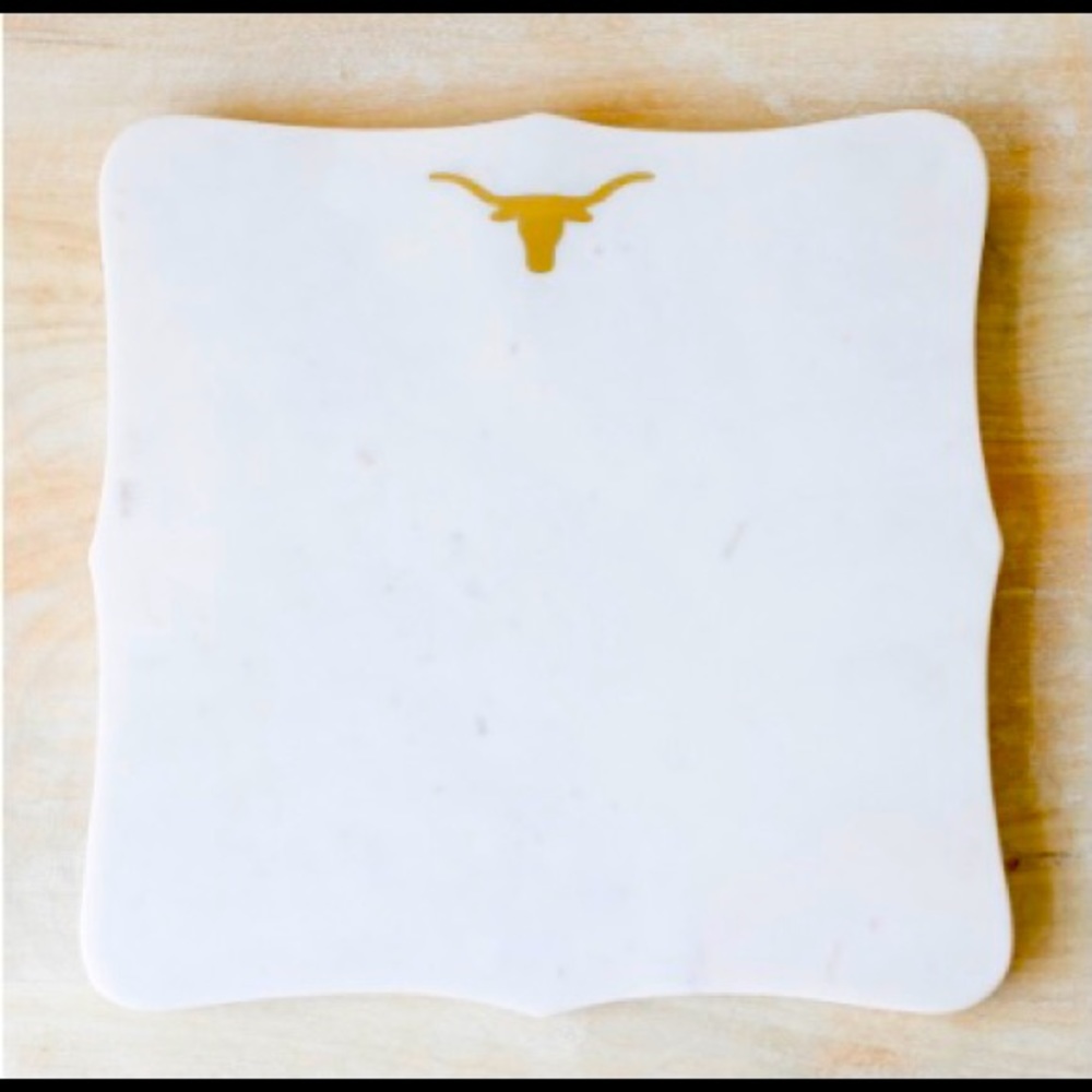 12x12 Texas Longhorn White Marble Cheese Board